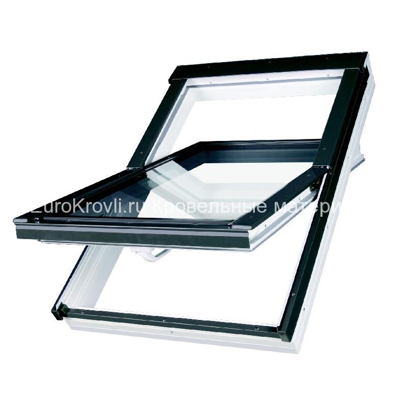 Окно PTP U4 Пластиковое мансардное окно с двухкамерным энергосберегающим стеклопакетом. Рекомендуется к установке в суровых климатических условиях.